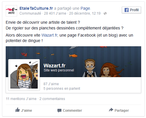 <3 <3 <3 screenshot facebook mention de etaletaculture.fr
