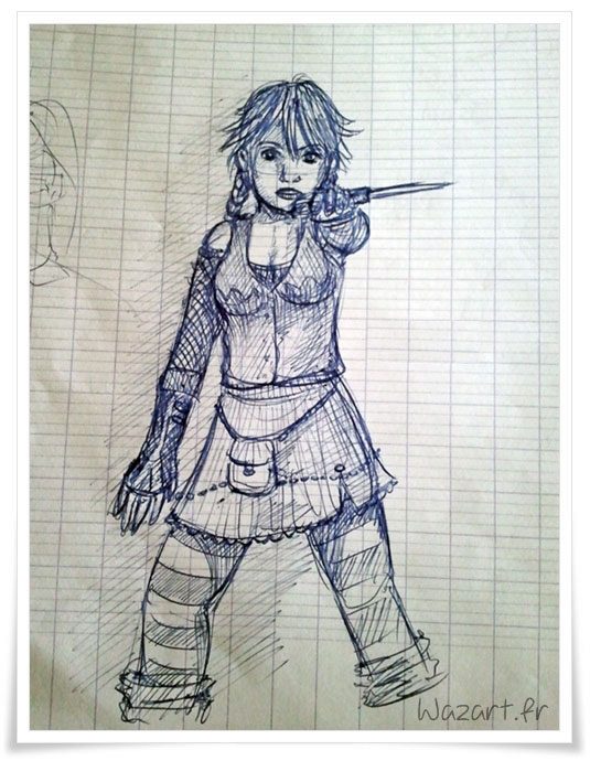 dessin d'une fille agressive