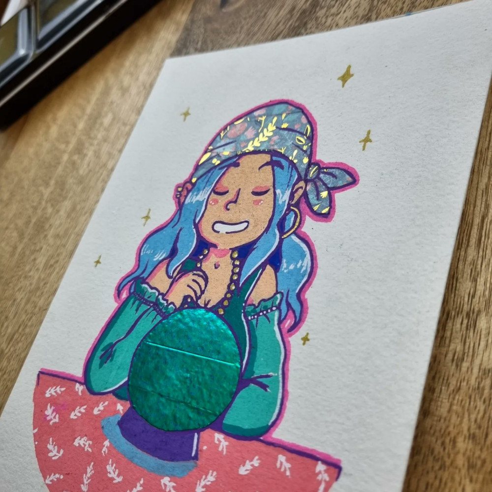 dessin vu sur le côté pour montrer les reflets sur le washi tape