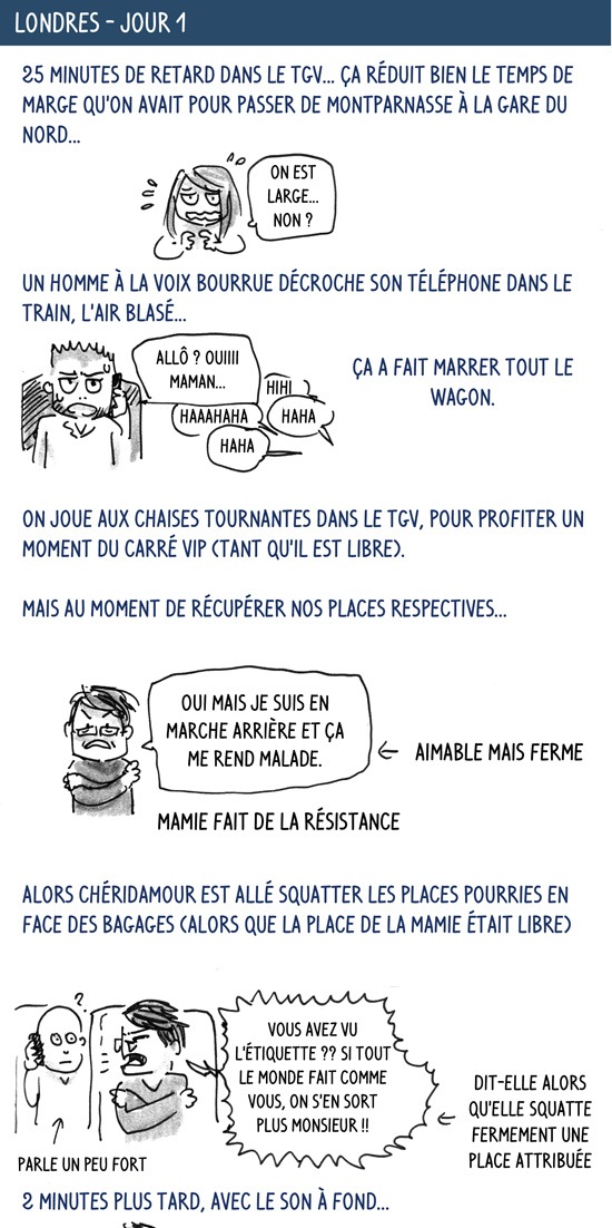 Bon, j'ai l'air de me plaindre tout le temps comme ça, mais j'étais un peu stressée de louper le train, un truc du genre... compte rendu partie 1 : tgv en retard et une mamie qui fait de la résistance