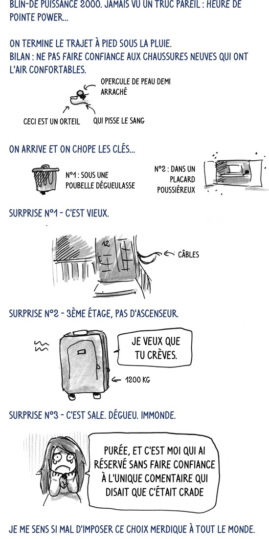 non sérieux, normalement je ne suis pas si exigeante mais l'appart, c'était abusé compte rendu partie 1 : un orteil en sang, des clés à trouver et un appartement tout crado