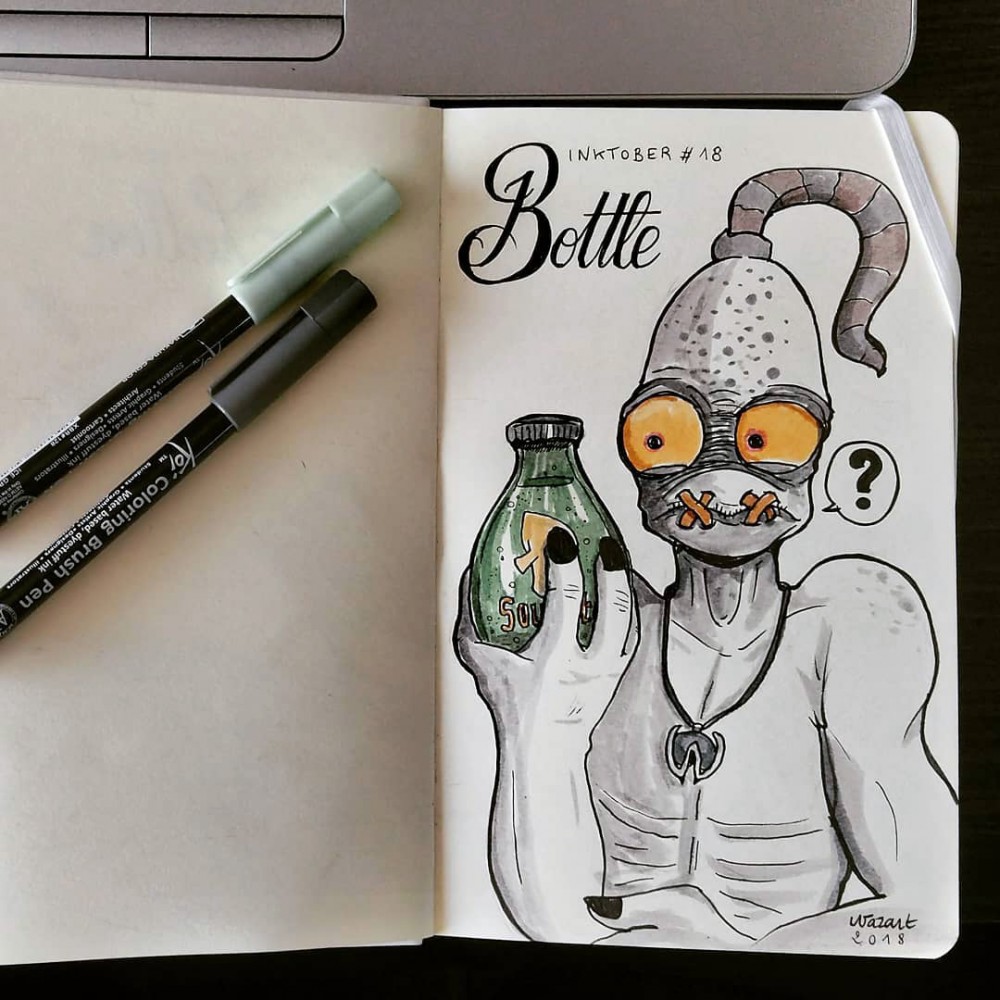 Un fanart de Abe qui tient une bouteille de bière