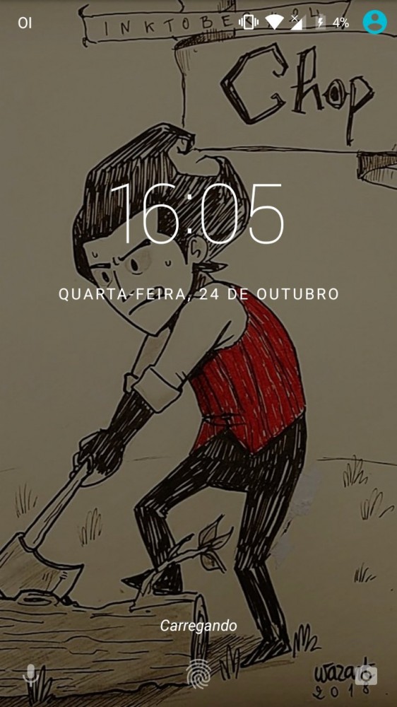 Mon dessin en fond d'écran d'un smartphone visiblement espagnol