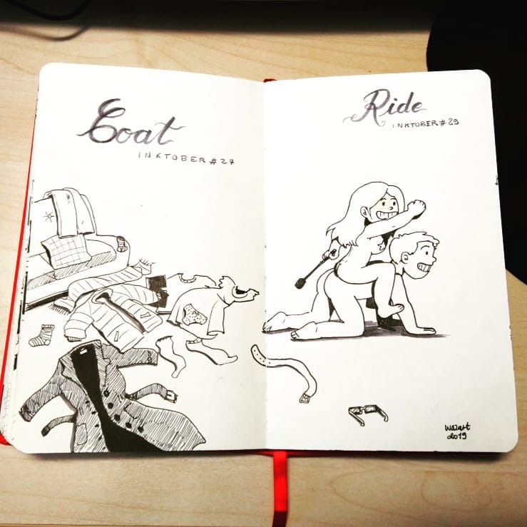 A l'occasion, ça me ferait bien marrer de faire un Inktober spécial cochon (mais soft, hein, comme là). Peut-être l'an prochain ?