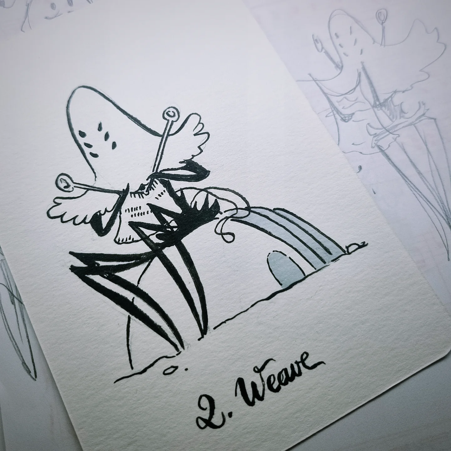 La Veuve assise, en train de tricoter paisiblement