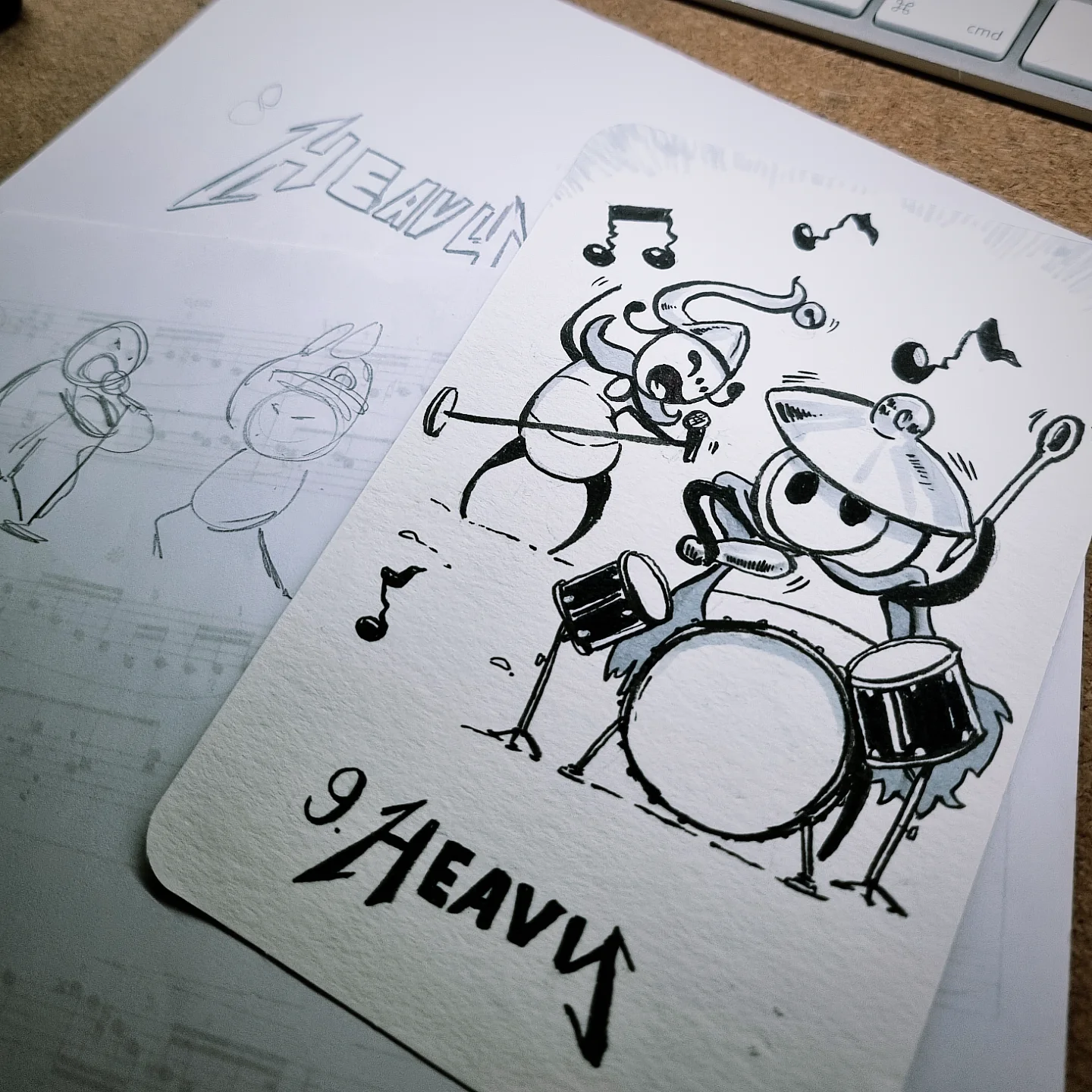 Pavo au micro et Sherma à la batterie, en mode heavy metal