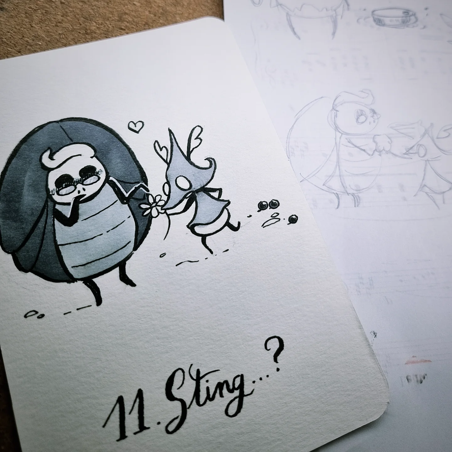 Millibelle souriant timidement tandis que Grindle lui tend une fleur