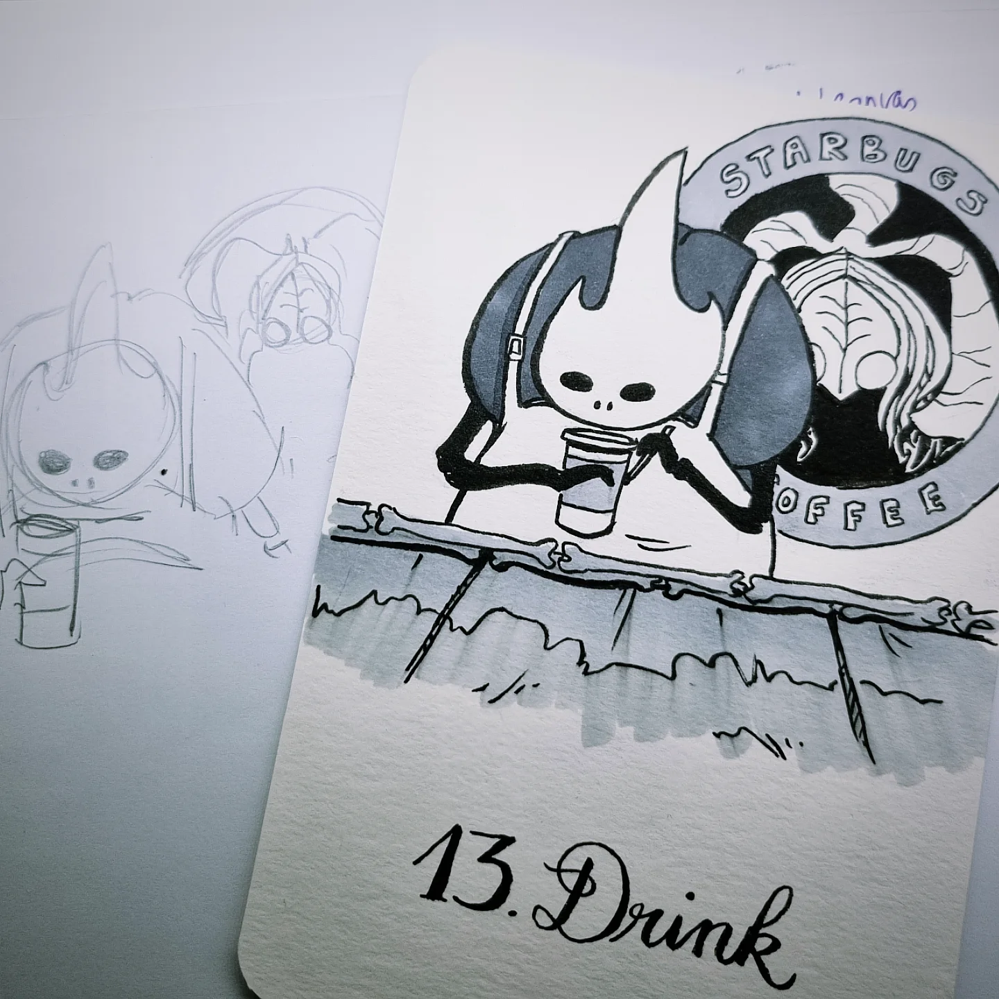 Creige écrivant sur un gobelet façon Starbucks