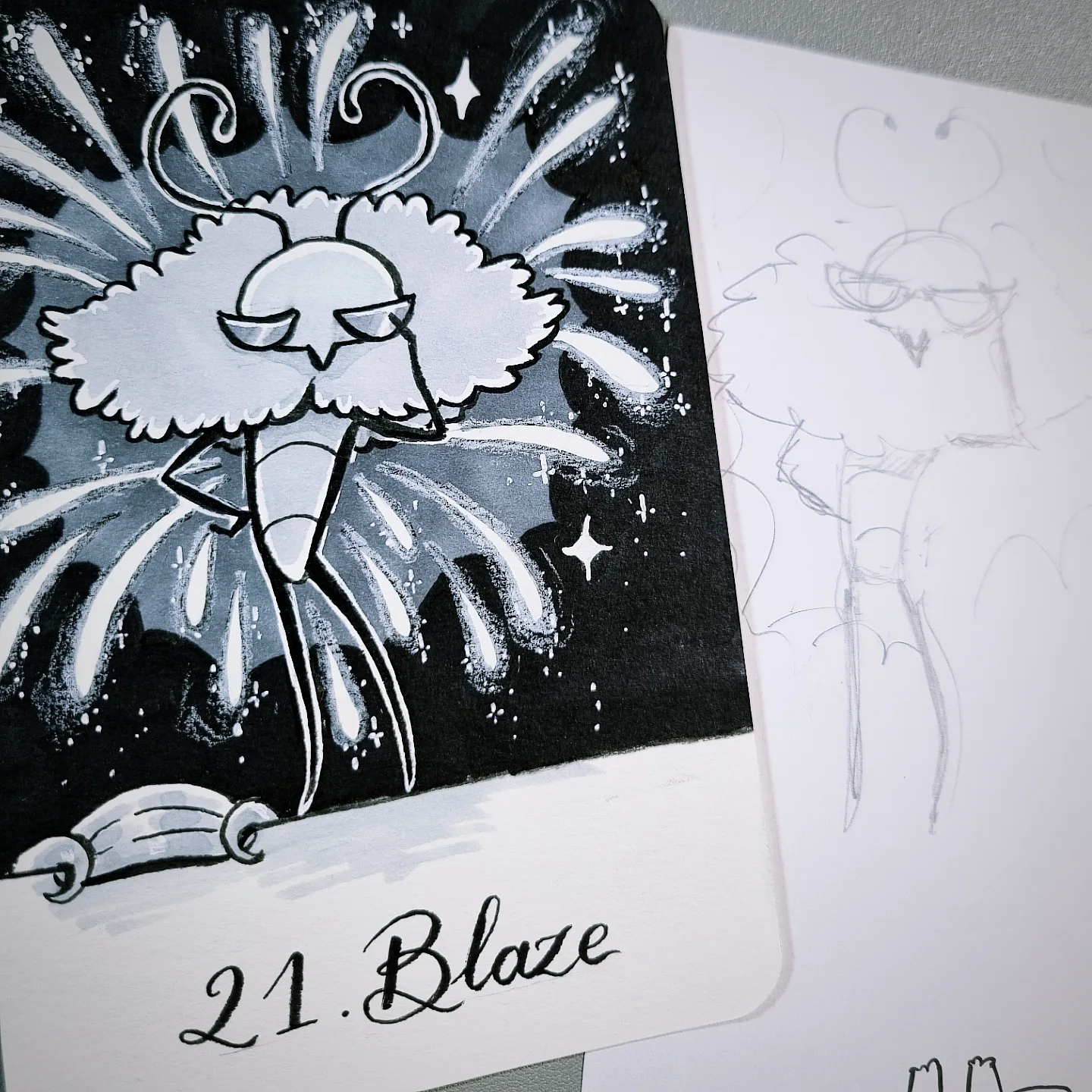 Trobbio avec une pose cool, une explosion derrière lui.