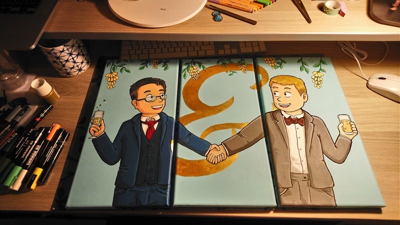 ajout de glycines en haut des toiles